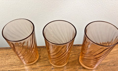 3 Rosaline Pink Swirl Cristal D’Arques Tumbler Glasses 4.75 Inch