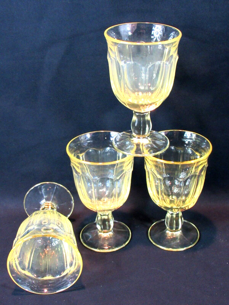 4 NORITAKE Provincial HONEY YELLOW BEVERAGE Water 4 5/8″