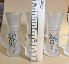 Vintage Bohemian Style Hand Cut Cristal Frosted Cordial Glasses Set 4 Signed