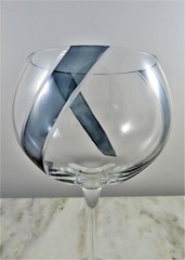 Studio Round Crystal Wine Goblets Clear Cut Modern Smoke-Blue Abstract Pair