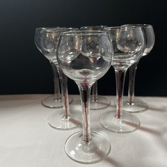 Petite Hand Blown Wine Glasses Clear With Red Infused Stem