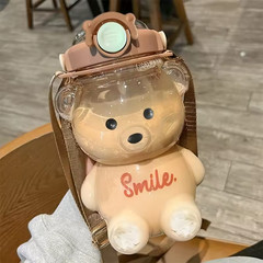 1000ml Cute Bear Tumbler with Straw Kawaii Water Bottle Travel Cup for Girls Kid