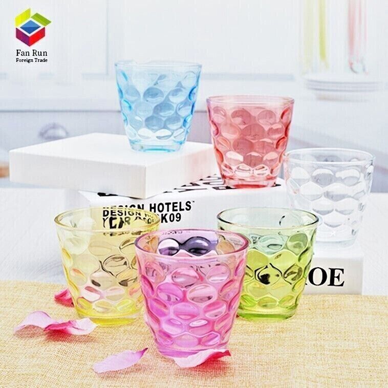 Glass Cup Set 5 Color Gift Box Assorted Tumblers Daily use Water Juice Soda Tea