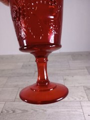 Vtg L.G. WRIGHT GLASS «STRAWBERRY & CURRANT RUBY» RED WATER GOBLET 6-1/2″