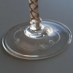 19th century Salviati Venetian etched goblet gold glitter twisted stem 16 cm