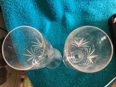 2 Crystal Champagne Flutes/Glasses possibly by Block Pattern # BLC4 FREE SHIP