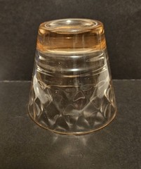 Pink Depression Glass Tumbler Diamond Optic & Ribbed Design 3.25″H 3.50″D