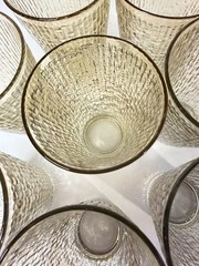 8 VTG Jeanette Iridescent Marigold Carnival Tree Bark Variant Flat Tumbler 5″