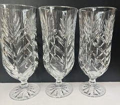 Set of 3 Crystal Glass Fifth Avenue PORTICO Iced Tea Glasses, 8 1/4”