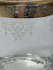 Vintage Italian Cellini C9N1 Crystal Whiskey Glasses Gold Encrusted Rim Set of 2