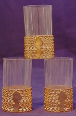 ARABIA FINLAND – SHOT GLASS / CORDIAL SET – Brass Casing Mid-Century Vintage 3X