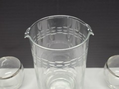 Princess House Complete Cocktail Mixer 8pc Set Sliver Trim Roly Poly Glasses