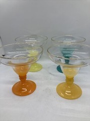 (4) West Virginia BLENDO Pastel Frosted Ombre Margarita Dessert Cocktail Glasses