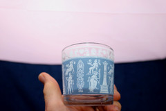 Vintage MGM Jeannette Glass Corinthian Blue Barware 7 Pieces