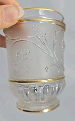 Baccarat French Pressed Glass Tumbler Birds, Floral Design C. 1890