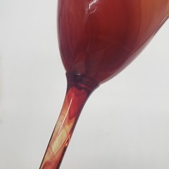 Signed 1985 Steven Maslach Burgundy Earth Tone Swirl Pattern Marble Art Glass