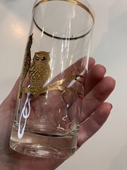 Vintage Culver Ltd MCM 22K Gold Embossed «Owls» Highball Glass Set of 8 1950’s
