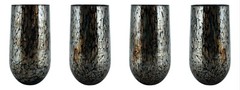 Set of Four 4 Murano Glass Drinking Tumbler Black Brown 14cm