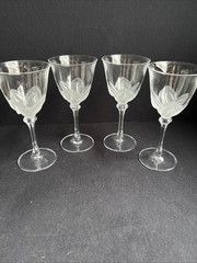 4 Vtg Cristal D’Arques Durand FLORENCE Crystal Frosted Tulip Wine Glasses France