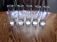 Etched Handled Shot Glasses Vintage – Set of 5
