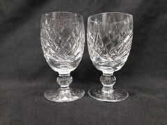 Waterford Crystal Donegal Pattern 4 3/4 Inch Wine Claret Glass Ireland Pair