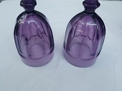 Two Vintage Duratuff USA Amethyst Purple 7″ Footed Water Or Iced Tea Goblets