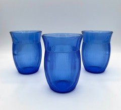 Hazel Atlas Fine Rib Tumbler 12 oz Iced Tea Glass | Cobalt Depression Glass