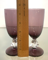 2 Bryce Amethyst Purple Aquarius Juice Glasses Diamond Stems 5.5″ Tall