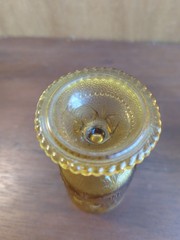Vintage 70’s Retro Indiana Sandwich Glass Tiara Amber Footed Goblet 8oz