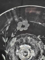 Set of 2 Libbey Rock Sharpe HALIFAX Stem Footed Water Goblet Glass Etched Floral