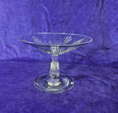 Antique 1933 Libbey Art Deco Skyscraper Cut Crystal Candy Bowl Pedestal