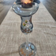 Hand Blown Valaska Bela Krystal Decorative Cordial Glass Floral Gold Slovakia