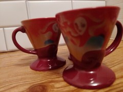 3 Linda Frichtel Sambucca/Espresso Artist Signed Cups VTG Carnival 1999