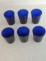 Vintage Set/6 Libbey Old Fashion Deep Cobolt Blue 14oz Flare Glasses USA