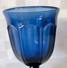 Noritake Provincial Colonial Dark Blue Water Goblet 5.5″ Glass Vintage Japan
