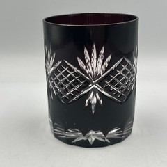 Bohemian Style Whiskey Glass Red Cut To Clear Handcut Barware Artist Glassware