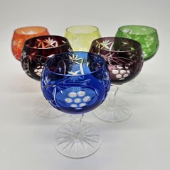 Rainbow Set Nachtmann Traube Cut to Clear Crystal Small Wine Glass 4 3/8”
