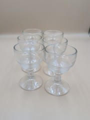 6 vintage Anchor Hocking Cordials Manhattan Art Deco Sherry Wine Glasses 3.5″ hi