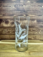 4 Vintage Tumblers Vtg Floral Glasses White Botanical W/ Gold. Retro Glasses.