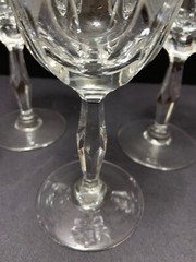 5 Tiffin 6.5″ Wine Glasses Cross Hatch Band Vintage Clear Prism Stem 6 Panel