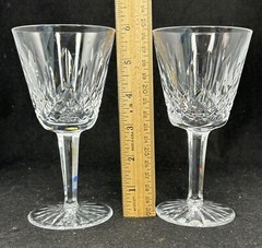 Waterford Lismore Crystal Claret Wine Glasses 5.8in Set of 2