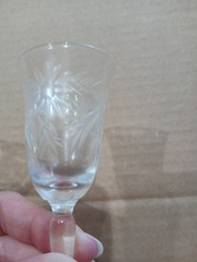 Vintage Sasaki Etched Floral Cordial Glasses Set of 7 Occupied Japan 3.75 inch