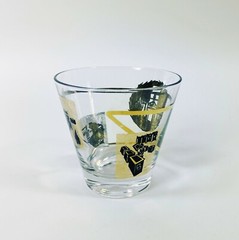 Vintage 50s 60s MCM Gilded Martini Glass Set of 5 Printing Advertising Barware