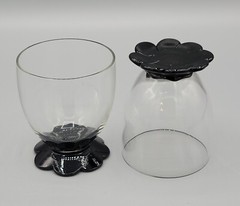 6 Weston Lilly Pad Foot 4oz Glasses LE Smith Black Amethyst Glass Tumbler Caddy