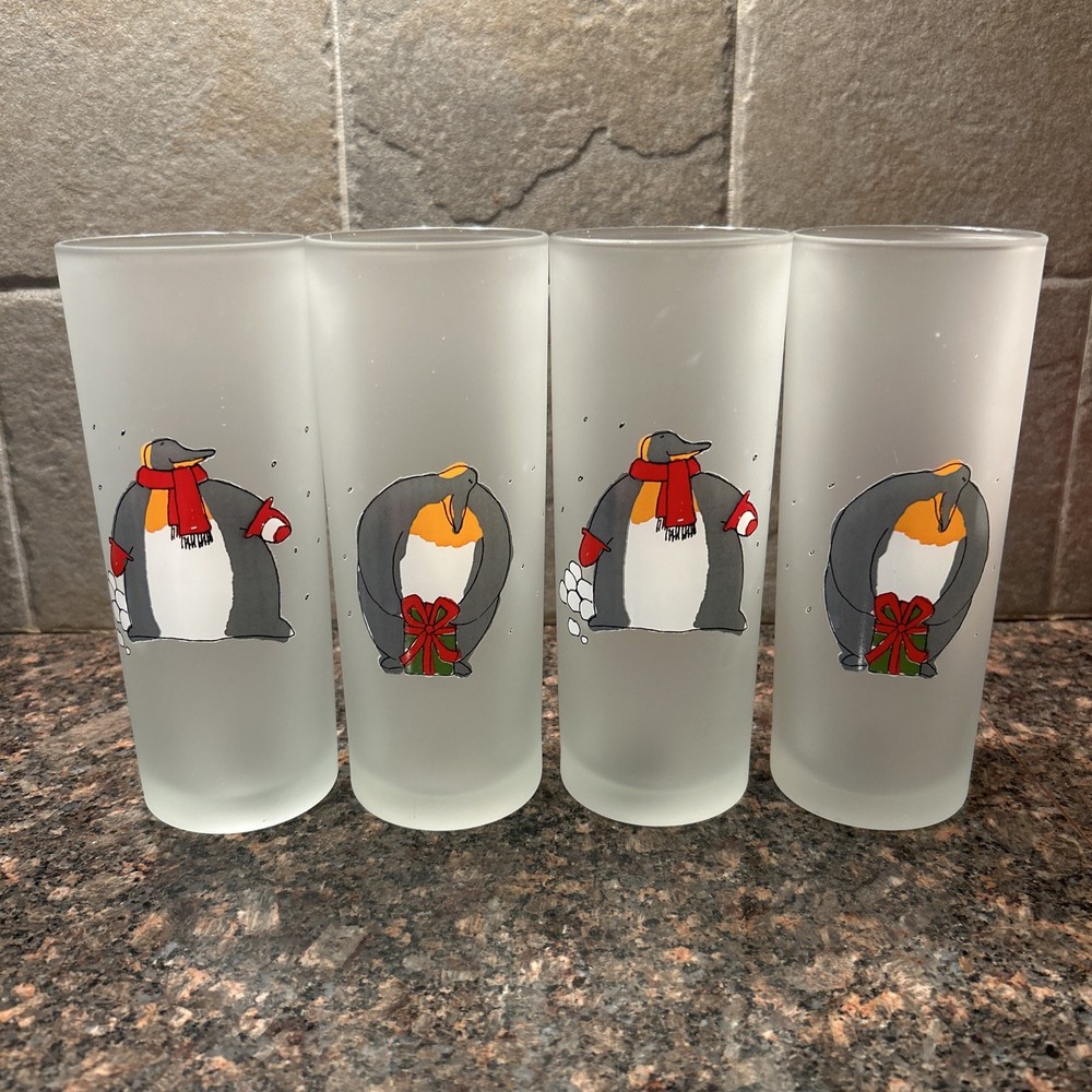 Barware Collins Penguins Christmas Glass Dartington Designs Frosted Tall