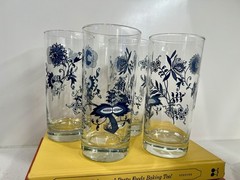 Libbey Royal Norfolk Blue Floral Glass Water Iced Tea Tumblers Set Of 4