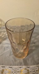 Amber Honeycomb Pattern Glass Tumbler Six-Piece Set, Glossy Round Drinkware