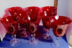 Ruby Red Goblets Home Essentials 14oz Water Wine Glasses 7.25″ Hand Blown SET 2