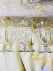 Set of 6 Fostoria Navarre Crystal 5 3/8″ Floral Etched Footed Water Tumblers