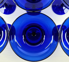 6) Pier 1 Cobalt Blue Margarita Glasses Set Cocktail Drinking Stemware Party Lot